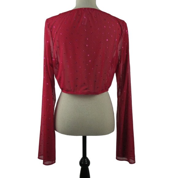 Savage X Fenty Sheer Top Gift Me More Sleep Red Violet 3X Coquette Rihanna NEW - Picture 5 of 8